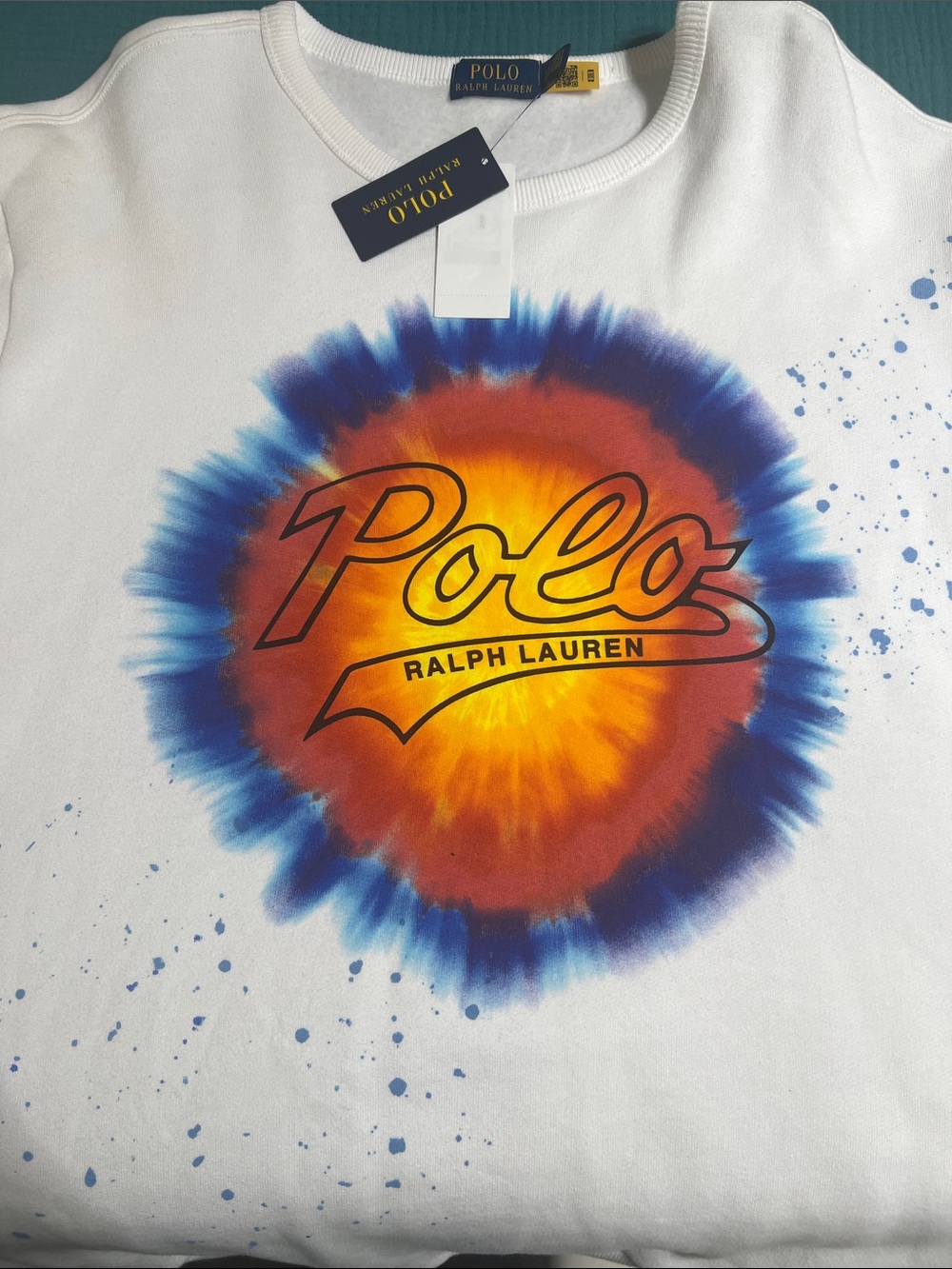 NWT Polo Ralph Lauren Tie-Dye Logo Fleece Crewneck Sweatshirt